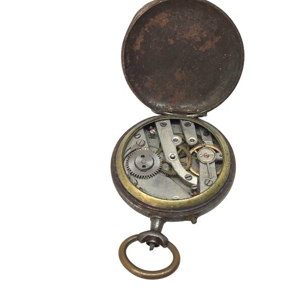 Antique Swiss Pocket Watch Case Locket Keepsake Relic Late 1800s Steampunk Parts - Picture 12 of 13